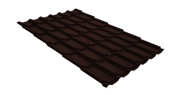 Металлочерепица классик GL 0,5 GreenCoat Pural Matt RR 887 шоколадно-коричневый (RAL 8017 шоколад) купить в Челябинске
