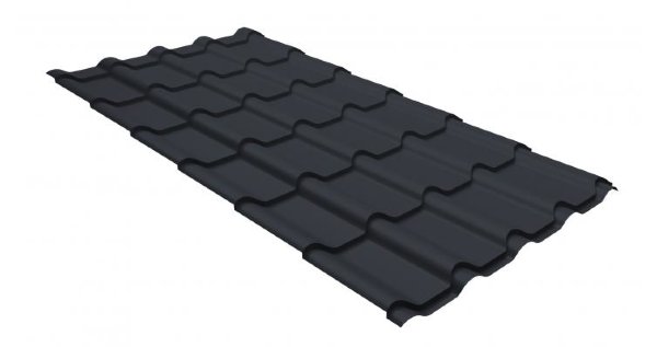 Металлочерепица камея GL 0,5 GreenCoat Pural RR 23 темно-серый (RAL 7024 мокрый асфальт) купить в Челябинске