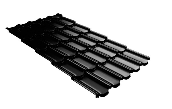 Металлочерепица квинта плюс с 3D резом 0,5 GreenСoat Pural Matt RR 33 черный (RAL 9005 черный) купить в Челябинске