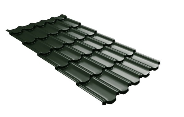Металлочерепица квинта плюс с 3D резом 0,5 GreenСoat Pural RR 11 темно-зеленый (RAL 6020 хромовая зелень) купить в Челябинске