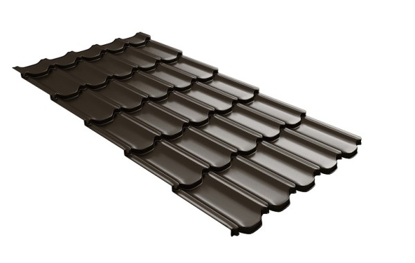 Металлочерепица квинта плюс с 3D резом 0,5 GreenСoat Pural RR 32 темно-коричневый (RAL 8019 серо-коричневый) купить в Челябинске
