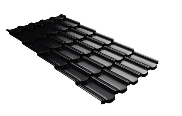 Металлочерепица квинта плюс с 3D резом 0,5 Quarzit lite RAL 9005 черный купить в Челябинске
