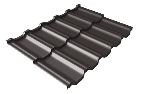 Металлочерепица модульная Квинта Uno Grand Line c 3D резом 0,5 GreenСoat Pural Matt RR 32 темно-коричневый (RAL 8019 серо-коричневый) купить в Челябинске