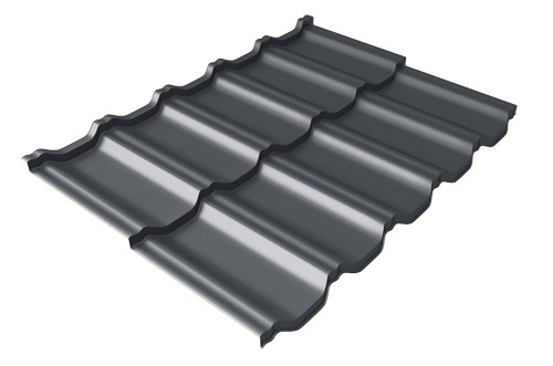 Металлочерепица модульная Квинта Uno Grand Line c 3D резом 0,5 Satin RAL 7024 мокрый асфальт купить в Челябинске