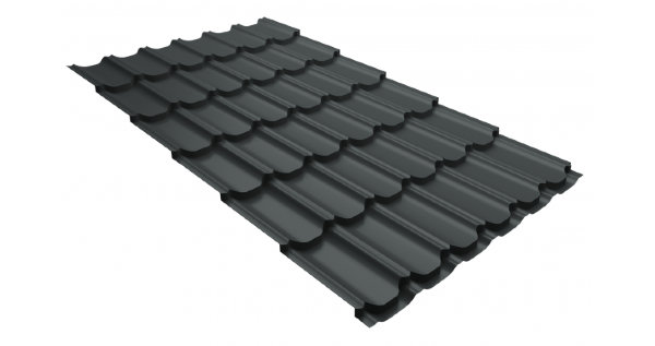 Металлочерепица квинта плюс 0,5 GreenCoat Pural Matt RR 23 темно-серый (RAL 7024 мокрый асфальт) купить в Челябинске